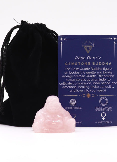 Gemstone Small Buddha- Rose Quartz 35x40x23mm