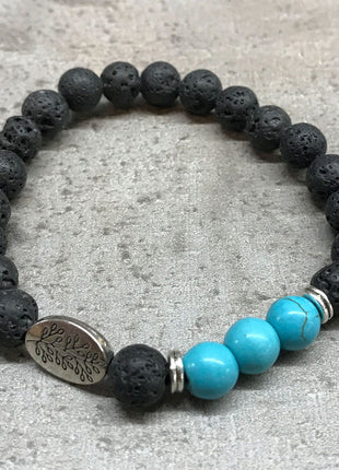 Lava Stone Bracelet - Leaf Turquoise