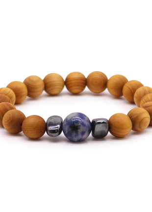 Cedarwood Throat Chakra Bangle with Sodalite