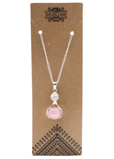 Gemstone Healing Hands Pendant - Rose Quartz