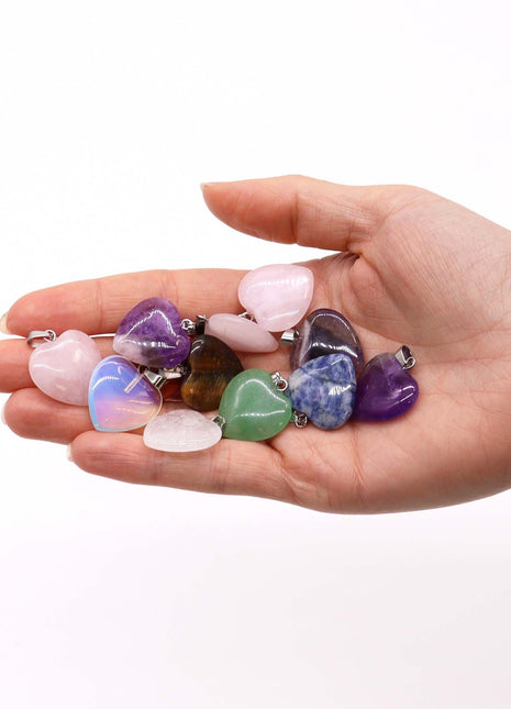Gemstone Heart Pendants (12 assorted)  20x6mm