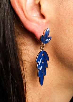Royal Blue - Vintage Glass - Long Drop - Earrings