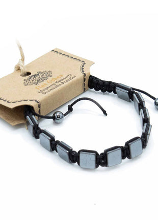 Magnetic Hematite Shamballa Bracelet -  Flat Cubes