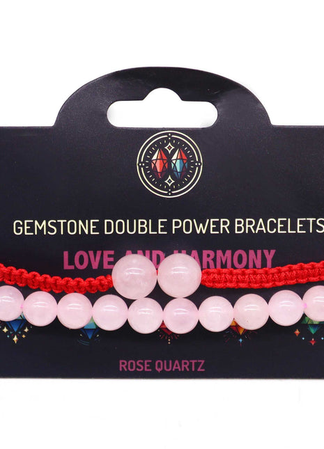 Gemstone Double Power Bracelets- Rose Quartz