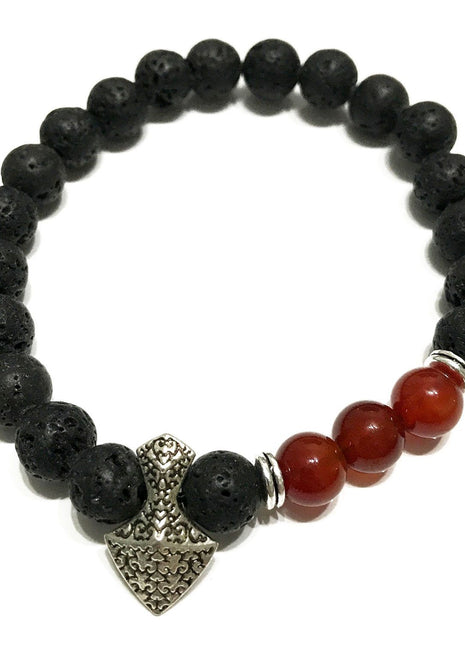 Lava Stone Bracelet - Axe-head Carnelian