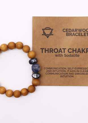 Cedarwood Throat Chakra Bangle with Sodalite