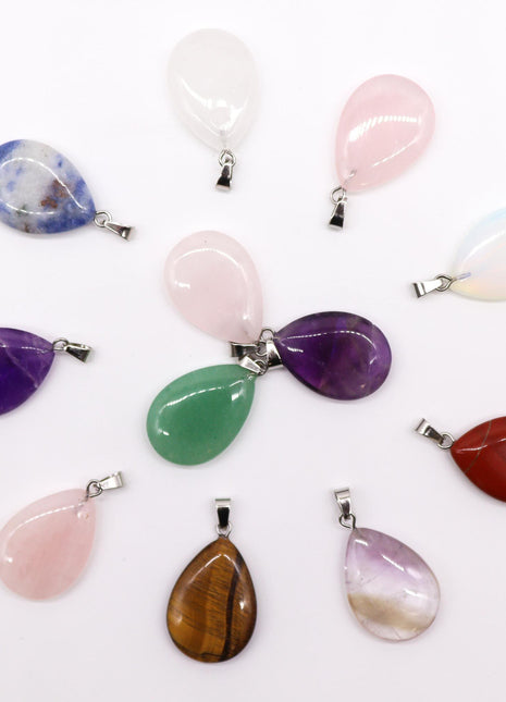 Gemstone Teardrops Pendants (12 assorted)  25x18mm