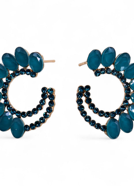 Teal Green - Vintage Glass - Loop - Earrings