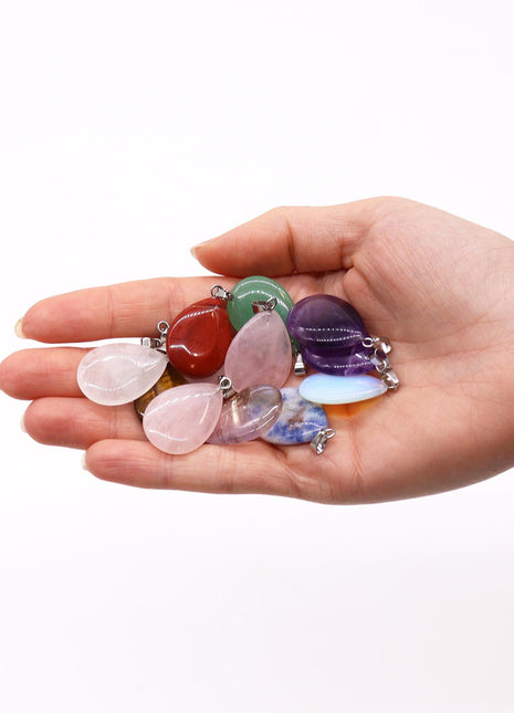 Gemstone Teardrops Pendants (12 assorted)  25x18mm