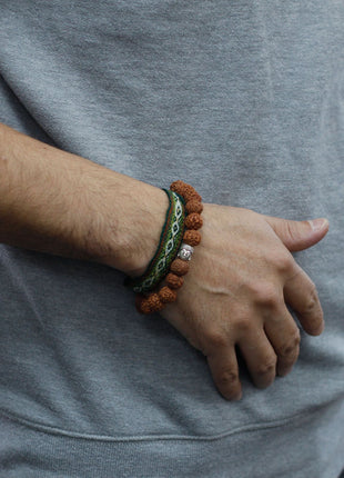 Rudraksha Buddah Bangle Mala - Brown