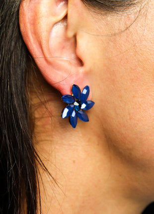 Royal Blue - Vintage Glass - Flowers - Earrings