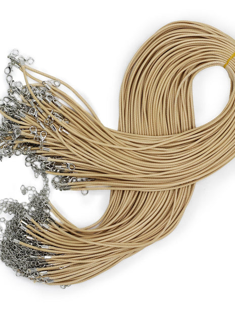 Packs Waxed Pendant Cords -  2mm x 55cm - Assorted - Tan 117