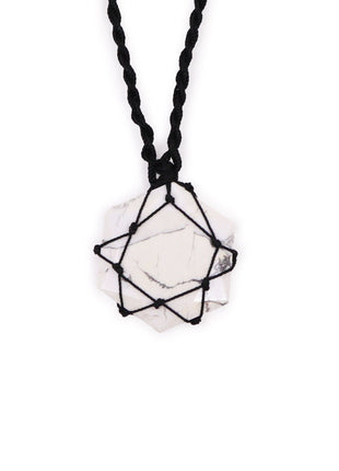 Laced Gemstone Hexagon Pendant - White Howlite