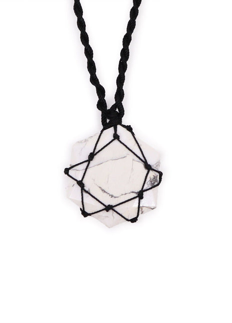 Laced Gemstone Hexagon Pendant - White Howlite