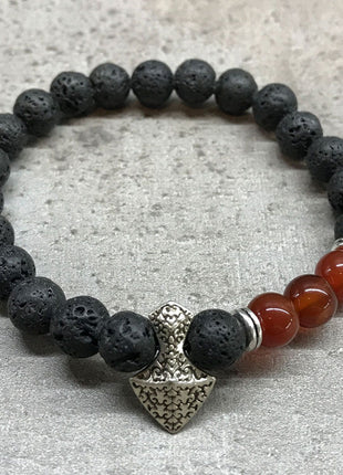 Lava Stone Bracelet - Axe-head Carnelian