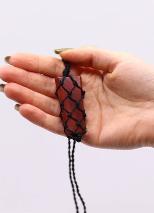 Laced Gemstone Flat Point Pendant - Red Jasper