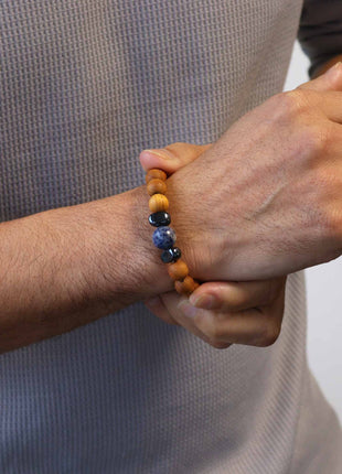 Cedarwood Throat Chakra Bangle with Sodalite