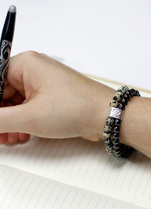 Magnetic Gemstone Bracelet - Dalmation Jasper