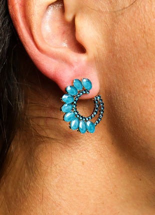 Teal Green - Vintage Glass - Loop - Earrings