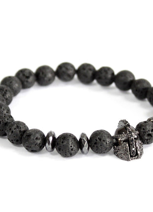 Knight's Helmet / Lava Stone - Gemstone Bracelet
