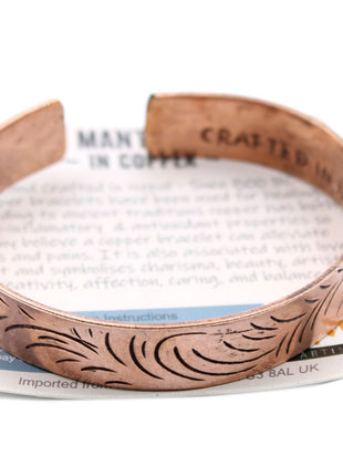 Copper Tibetan Bracelet - Wide Tribal Swirls
