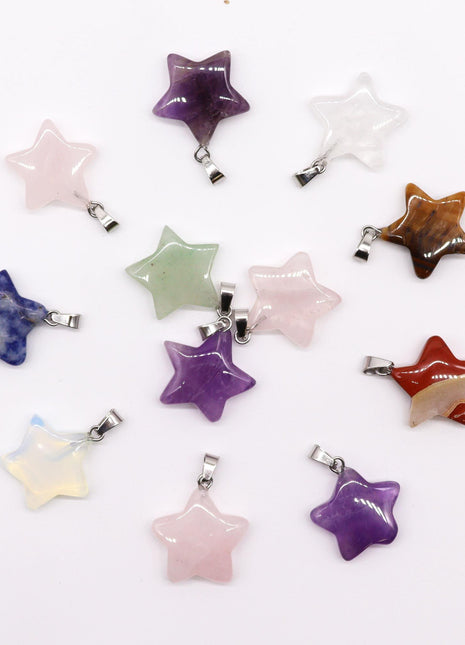 Gemstone Stars Pendants (12 assorted)  20x6mm