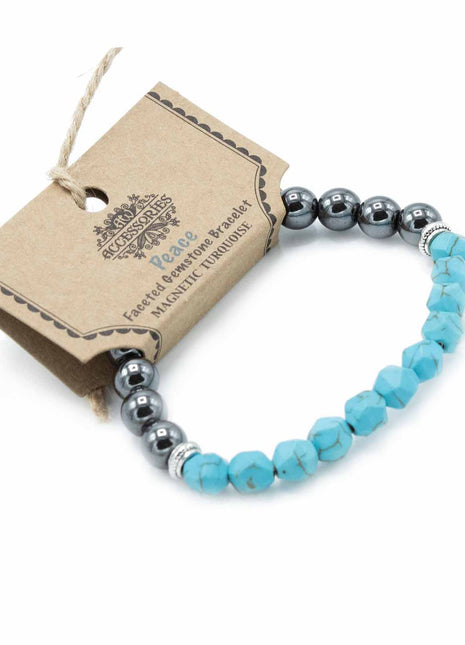 Faceted Gemstone Bracelet - Magnetic Turquoise
