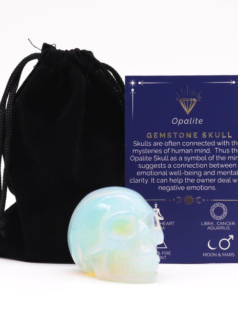 Gemstone Lrg Skull - Opalite- 50x40x30mm