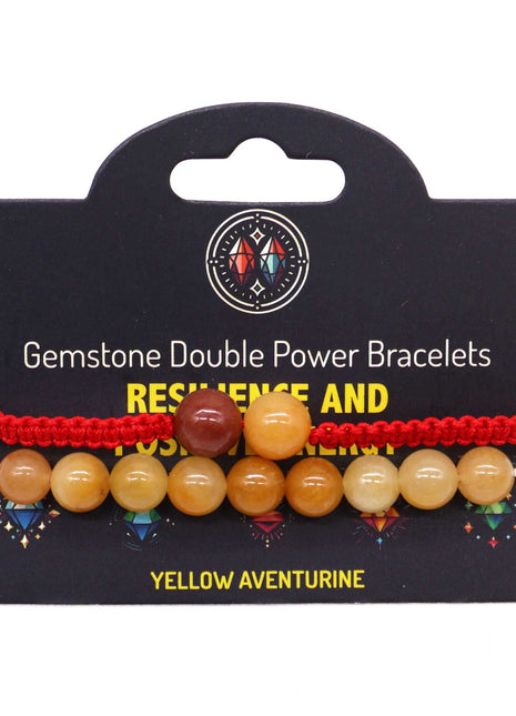 Gemstone Double Power Bracelets- Yellow Aventurine