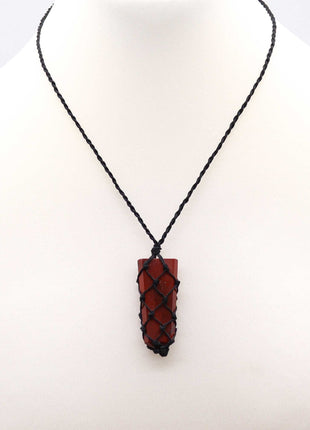 Laced Gemstone Flat Point Pendant - Red Jasper