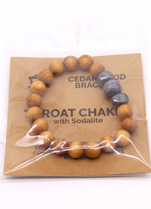 Cedarwood Throat Chakra Bangle with Sodalite
