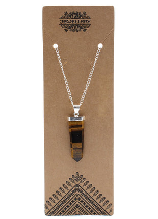 Gemstone Flat Pencil Pendant - Tiger Eye