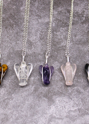 Gemstone Guardian Angel Pendant - Rock Quartz
