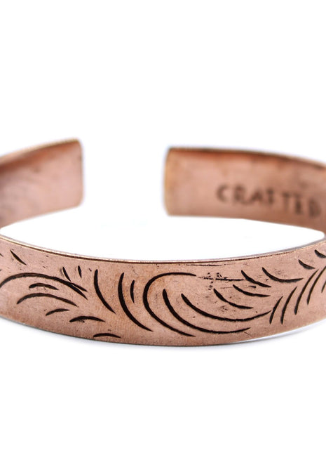 Copper Tibetan Bracelet - Wide Tribal Swirls