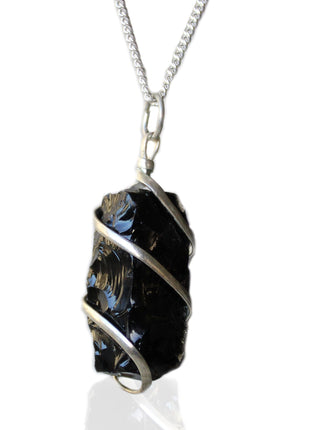 Cascade Wrapped Gemstone Necklace - Rough Black Onyx