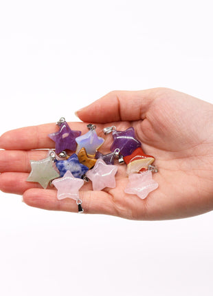 Gemstone Stars Pendants (12 assorted)  20x6mm