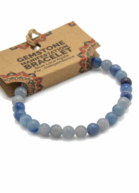 Gemstone Manifestation Bracelet - Blue Lace Agate - Independence
