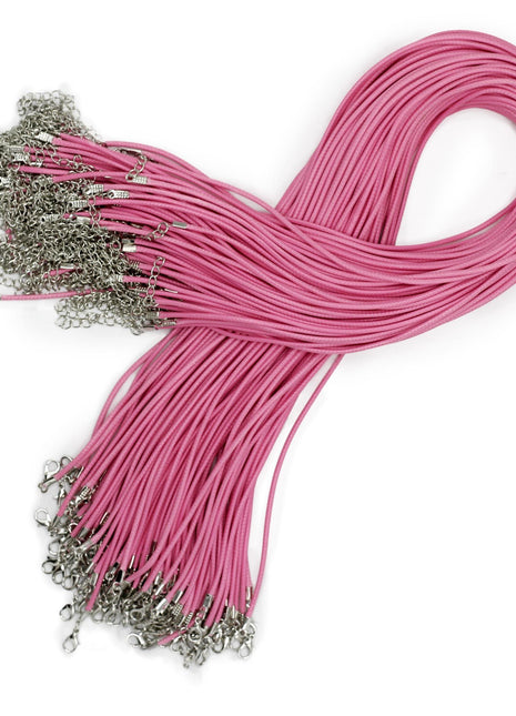 Packs Waxed Pendant Cords -  2mm x 55cm - Assorted - Pink 102