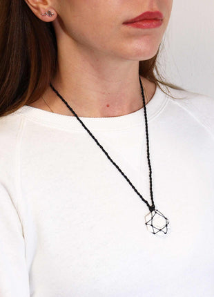 Laced Gemstone Hexagon Pendant - White Howlite