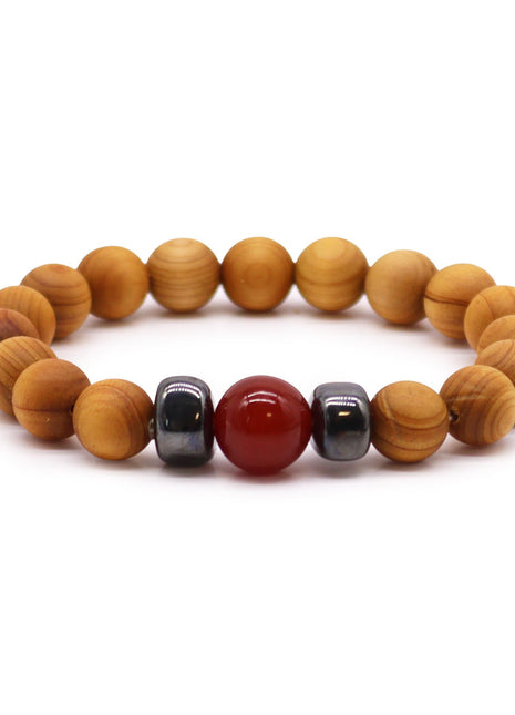 Cedarwood Root Chakra Bangle with Red Jasper