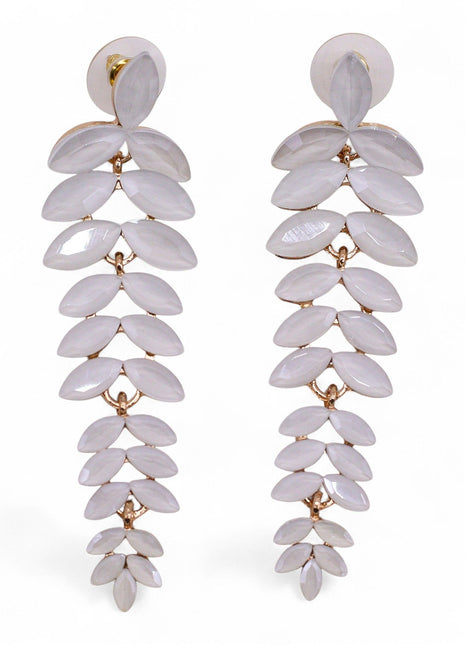 Pearl - Vintage Glass - Long Drop - Earrings