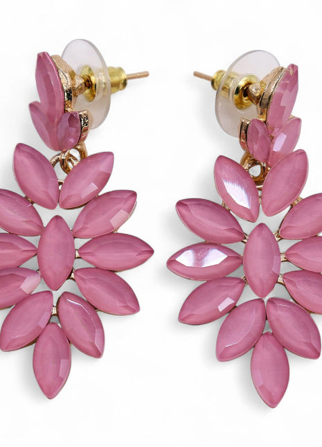 Soft Pink - Vintage Glass - Long Drop - Earrings