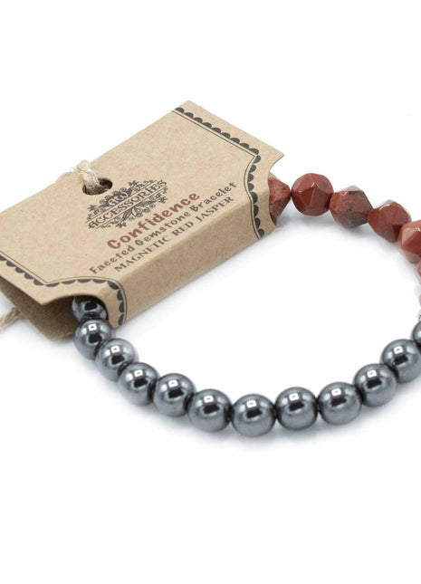 Faceted Gemstone Bracelet - Magnetic Red Jasper