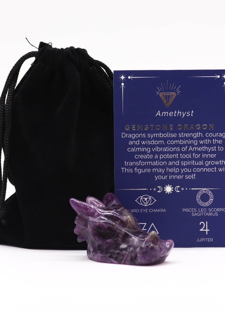 Gemstone Small Dragon Head- Amethyst 45x30x28mm