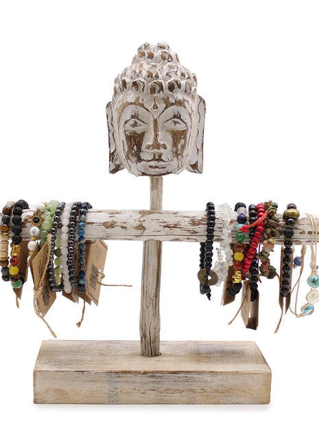 Single Branch & Buddha Stand - Whitewash