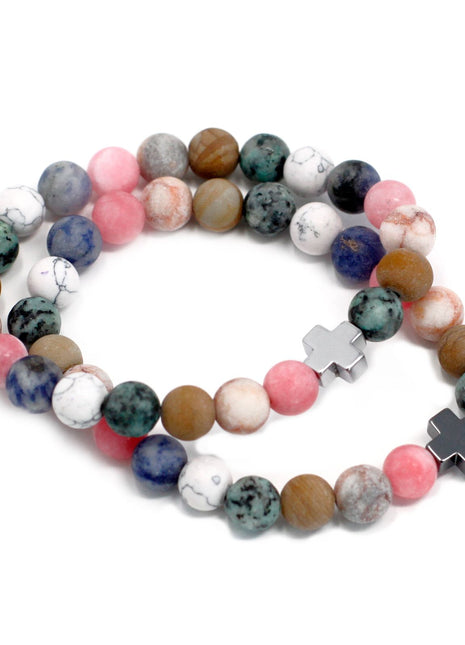 Set of 2 Gemstones Friendship Bracelets - Harmony - Rainbow Gemstones