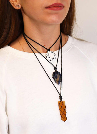 Laced Gemstone Hexagon Pendant - White Howlite