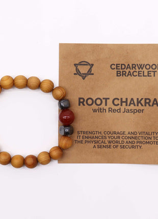 Cedarwood Root Chakra Bangle with Red Jasper