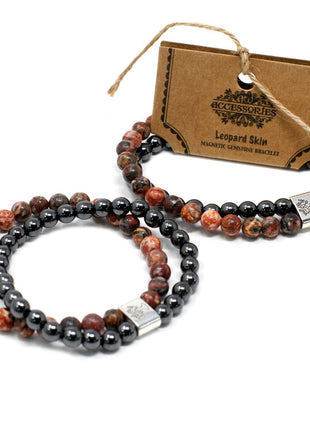 Magnetic Gemstone Bracelet - Leopard Skin