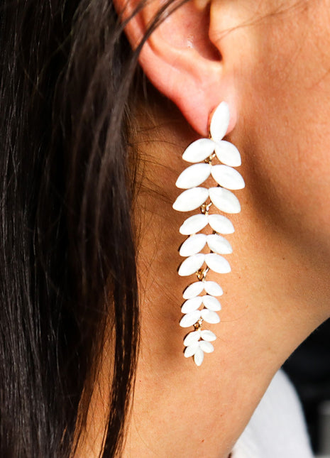 Pearl - Vintage Glass - Long Drop - Earrings